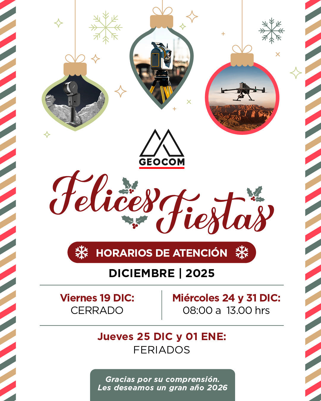 Horarios Especiales de Atención GEOCOM por Fiestas de Fin de Año