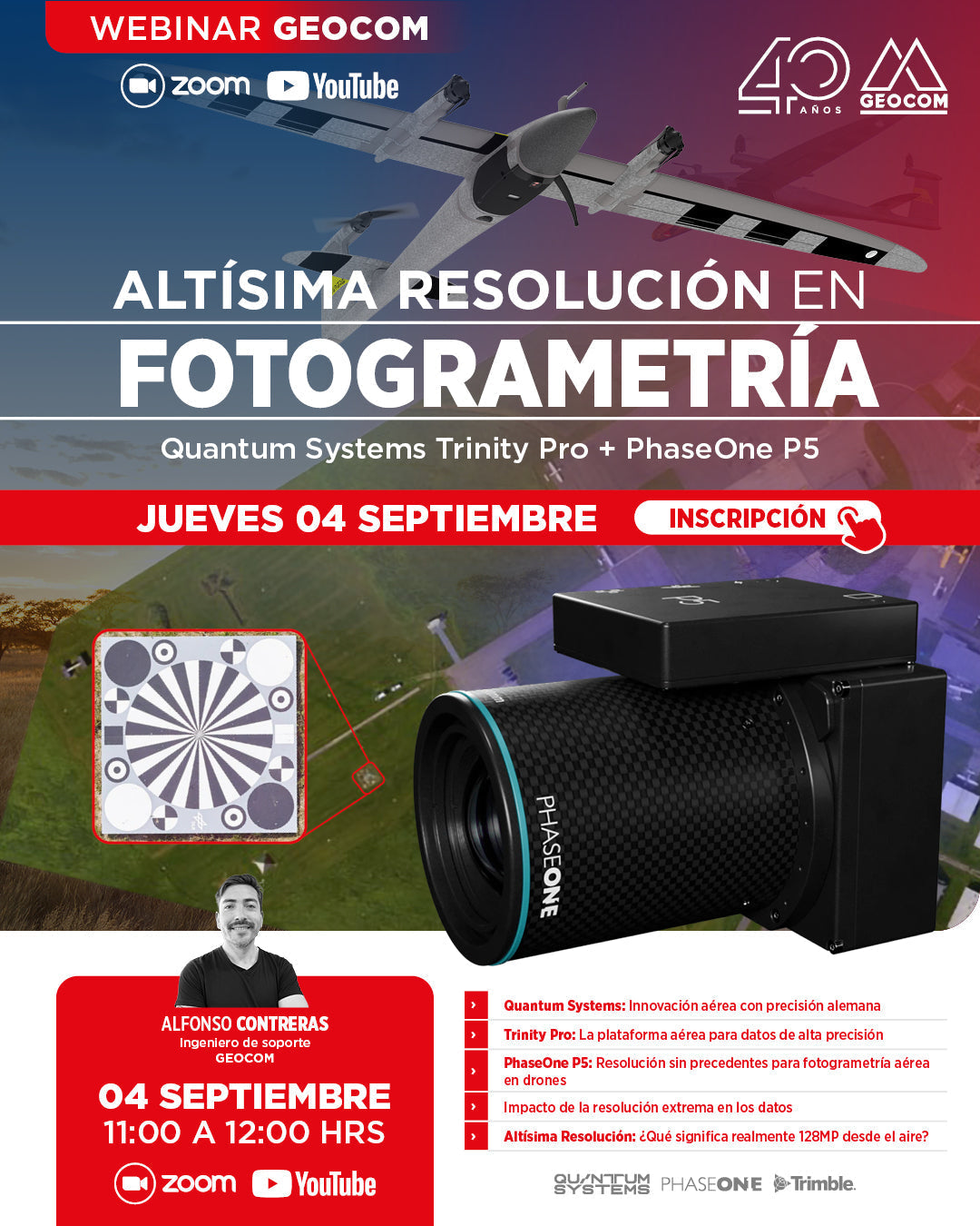 Webinar GEOCOM | Altísima resolución en fotogrametría: Trinity Pro + PhaseOne P5