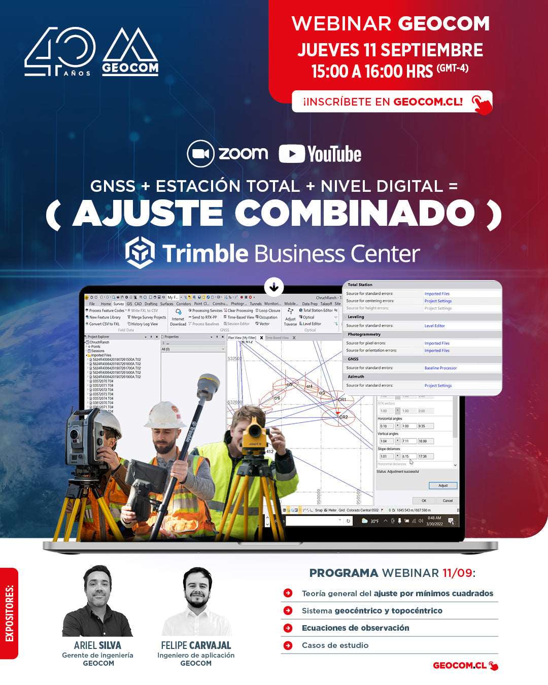 Webinar GEOCOM | GNSS + Estación Total + Nivel Digital = Ajuste combinado en TBC